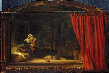 Heilige Familie mit einem Vorhang, 1646